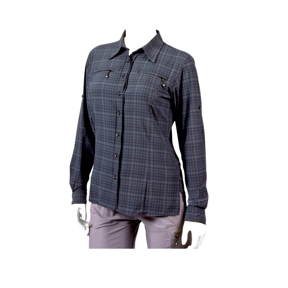 Aerotech Designs Cyclewear Women's Size XL Dark Plaid Button Down Cycle Shirt